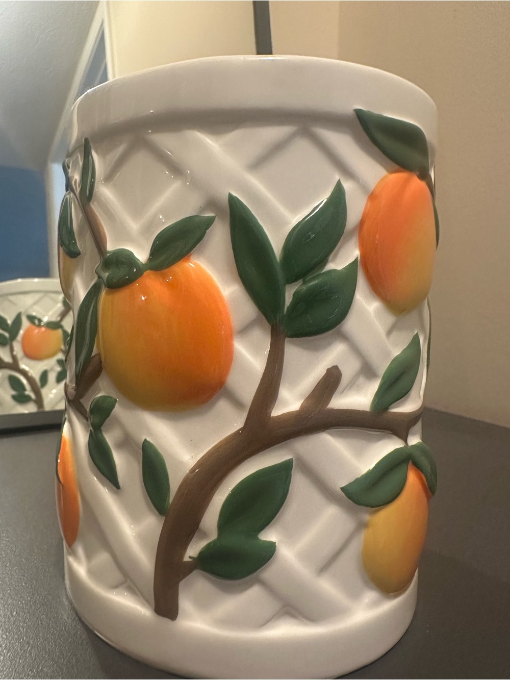 Bath & Body Works Vera Bradley peach candle holder